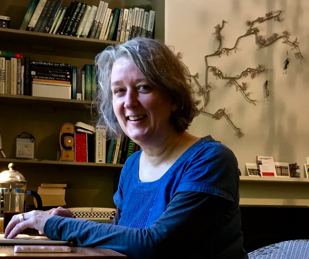 Claire Fuller at work in her writing room. Photo by Emma Latham